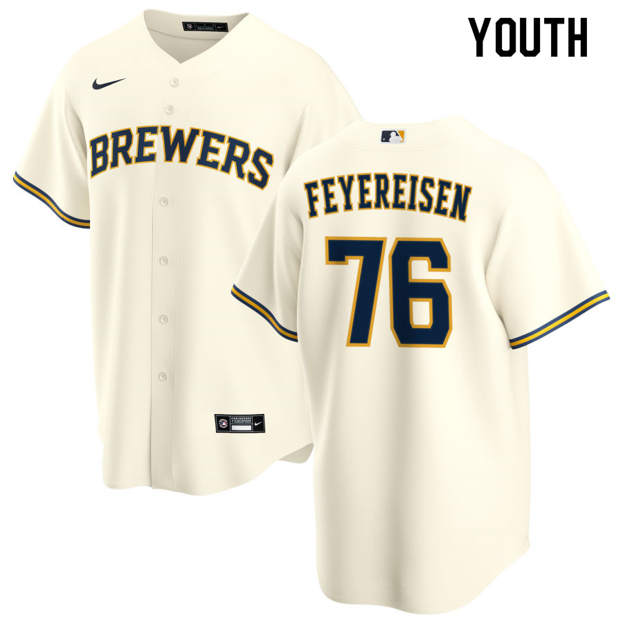 Nike Youth #76 J.P. Feyereisen Milwaukee Brewers Baseball Jerseys Sale-Cream